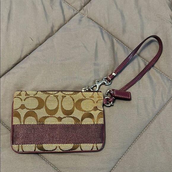 Coach Tan and Purple Wristlet - Picture 2 of 3